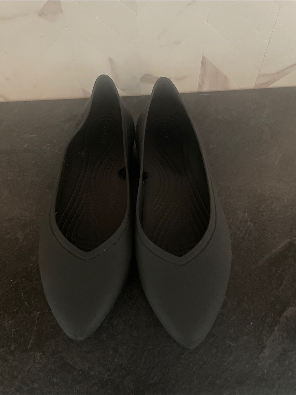 Women’s black croc flats